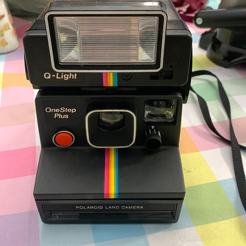 One Step Plus Polaroid Land Camera with Q-Light attachment